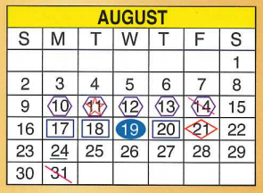 District School Academic Calendar for Pete Gallego Elementary for August 2015