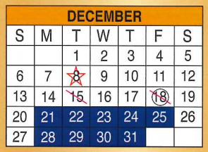 District School Academic Calendar for Nellie Mae Glass Elementary for December 2015