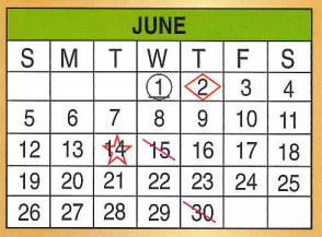 District School Academic Calendar for Early Childhood Center for June 2016