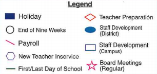 District School Academic Calendar Legend for Eagle Pass Junior High