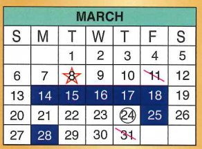 District School Academic Calendar for E P H S - C C Winn Campus for March 2016