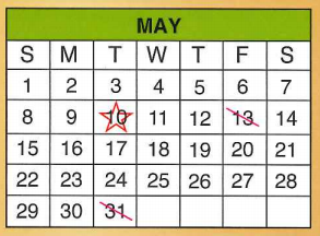 District School Academic Calendar for E P H S - C C Winn Campus for May 2016