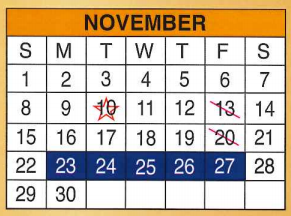 District School Academic Calendar for Early Childhood Center for November 2015