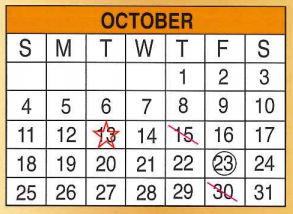 District School Academic Calendar for Nellie Mae Glass Elementary for October 2015
