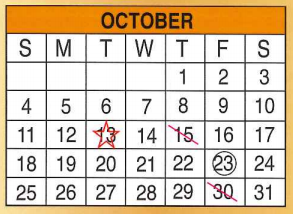 District School Academic Calendar for Language Development Center for October 2015