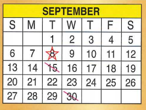 District School Academic Calendar for Early Childhood Center for September 2015