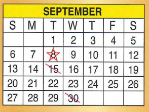 District School Academic Calendar for Kennedy Elementary for September 2015