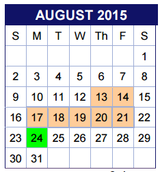 District School Academic Calendar for Cedar Creek Elementary for August 2015