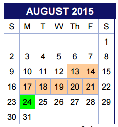 District School Academic Calendar for Travis Co J J A E P for August 2015