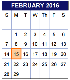District School Academic Calendar for Bridge Point Elementary for February 2016