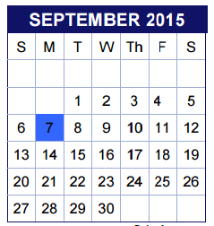 District School Academic Calendar for Travis Co J J A E P for September 2015
