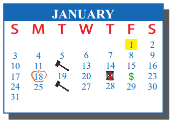 District School Academic Calendar for De La Vina Elementary for January 2016
