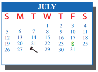 District School Academic Calendar for De La Vina Elementary for July 2015