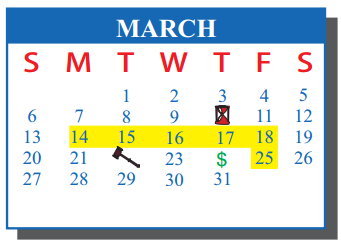 District School Academic Calendar for J J A E P for March 2016