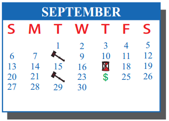 District School Academic Calendar for J J A E P for September 2015