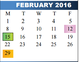 District School Academic Calendar for Canyon Hills Middle for February 2016