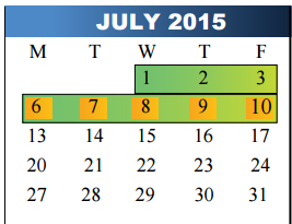 District School Academic Calendar for Travis Elementary for July 2015