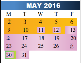 District School Academic Calendar for Morehead Middle for May 2016