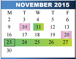 District School Academic Calendar for Clendenin Elementary for November 2015