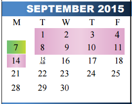 District School Academic Calendar for Travis Elementary for September 2015