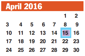 District School Academic Calendar for Barbara Jordan Elementary for April 2016