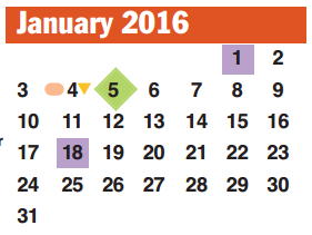 District School Academic Calendar for Ridgemont Elementary for January 2016