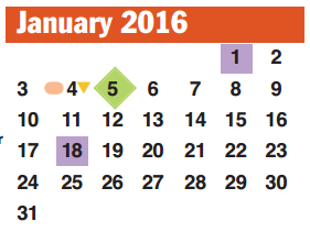 District School Academic Calendar for Brazos Bend Elementary School for January 2016