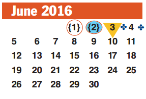 District School Academic Calendar for Sienna Crossing Elementary for June 2016