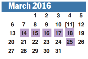 District School Academic Calendar for Ridgemont Elementary for March 2016