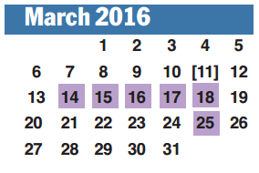 District School Academic Calendar for Brazos Bend Elementary School for March 2016