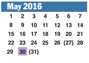 District School Academic Calendar for Madden Elementary for May 2016