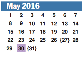 District School Academic Calendar for Brazos Bend Elementary School for May 2016