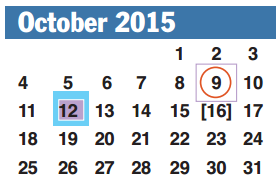District School Academic Calendar for Colony Meadows Elementary School for October 2015
