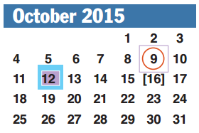 District School Academic Calendar for Ridgemont Elementary for October 2015