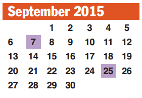 District School Academic Calendar for Drabek Elementary for September 2015