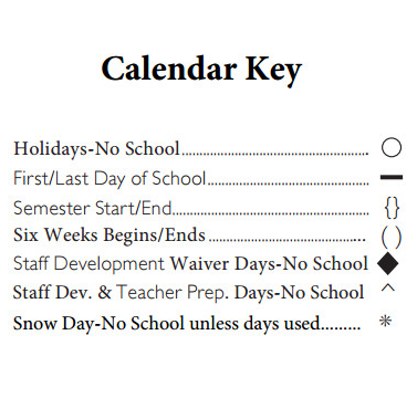 District School Academic Calendar Legend for Assessment Ctr