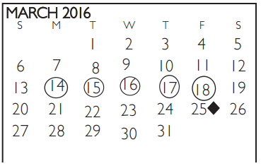 District School Academic Calendar for Westcreek Elementary for March 2016