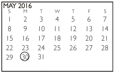 District School Academic Calendar for Westcreek Elementary for May 2016