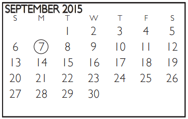 District School Academic Calendar for Westcreek Elementary for September 2015