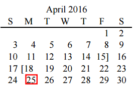 District School Academic Calendar for Mooneyham Elementary for April 2016