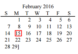 District School Academic Calendar for Borchardt Elementary for February 2016