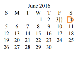 District School Academic Calendar for Pink Elementary for June 2016