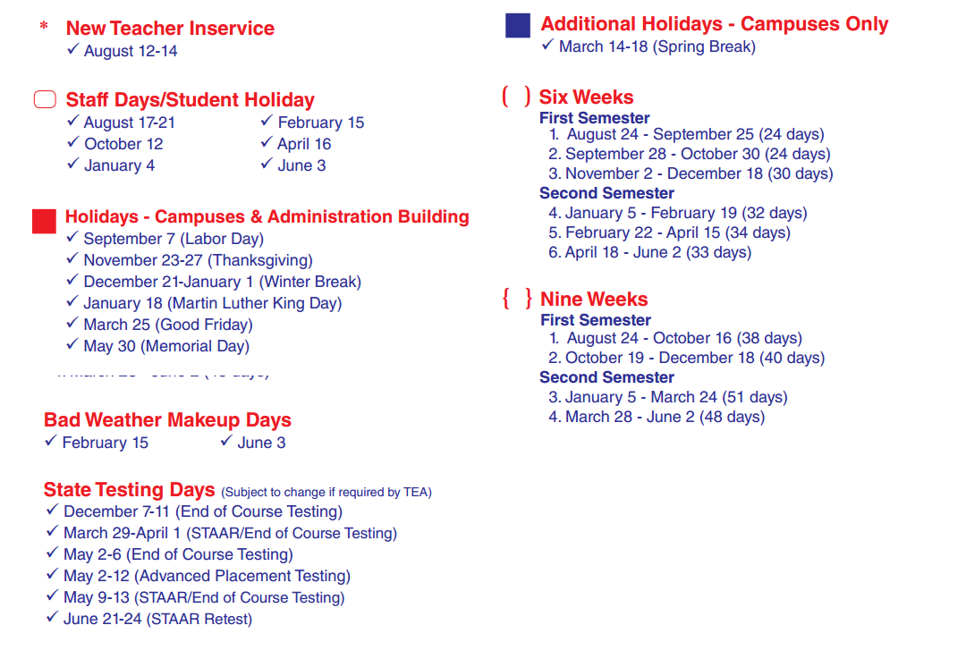 District School Academic Calendar Key for Galena Park Elementary