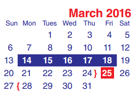 District School Academic Calendar for James B Havard Elementary for March 2016