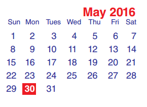 District School Academic Calendar for James B Havard Elementary for May 2016