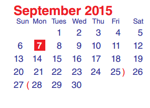 District School Academic Calendar for School For Accelerated Lrn for September 2015