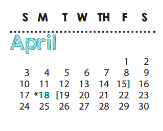 District School Academic Calendar for P I P for April 2016