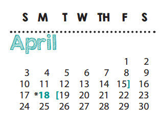 District School Academic Calendar for Gisd Alternative School for April 2016