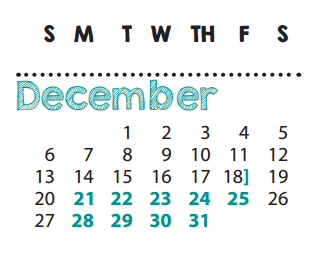 District School Academic Calendar for Shugart Elementary for December 2015
