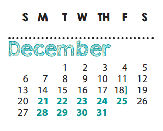 District School Academic Calendar for P I P for December 2015